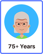 Icon of smiling woman with spectacles and grey hair